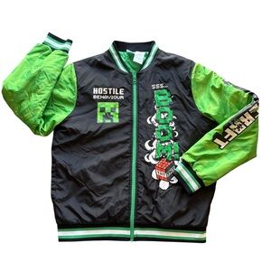 Minecraft Puffer Jacket Creeper Full Zip Youth Kids Size 18